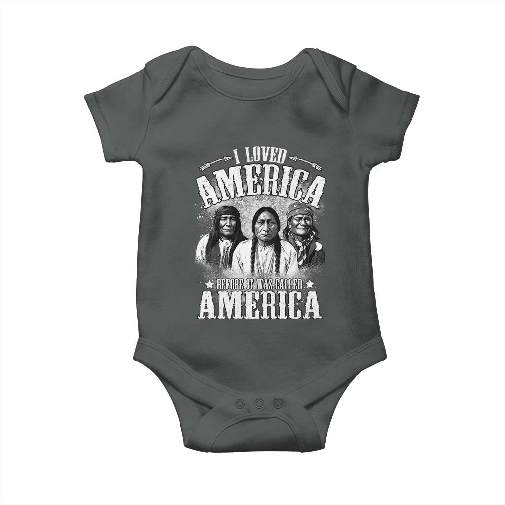 I Loved America Before It Was Called America Baby Onesie Native American TS11 Dark Heather Print Your Wear