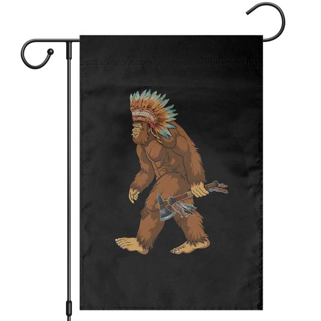 Funny Bigfoot American Indian Native Sasquatch Tomahawk Garden Flag TS11 Black Print Your Wear