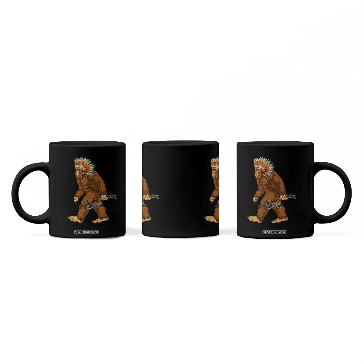 Funny Bigfoot American Indian Native Sasquatch Tomahawk Coffee Mug TS11 Print Your Wear