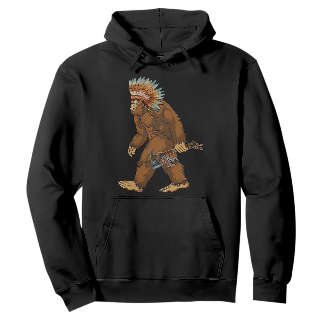 Funny Bigfoot American Indian Native Sasquatch Tomahawk Hoodie TS11 Black Print Your Wear