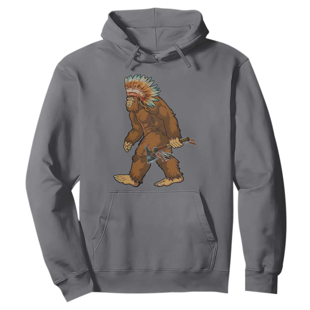 Funny Bigfoot American Indian Native Sasquatch Tomahawk Hoodie TS11 Charcoal Print Your Wear