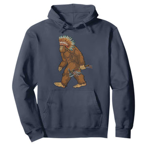 Funny Bigfoot American Indian Native Sasquatch Tomahawk Hoodie TS11 Navy Print Your Wear