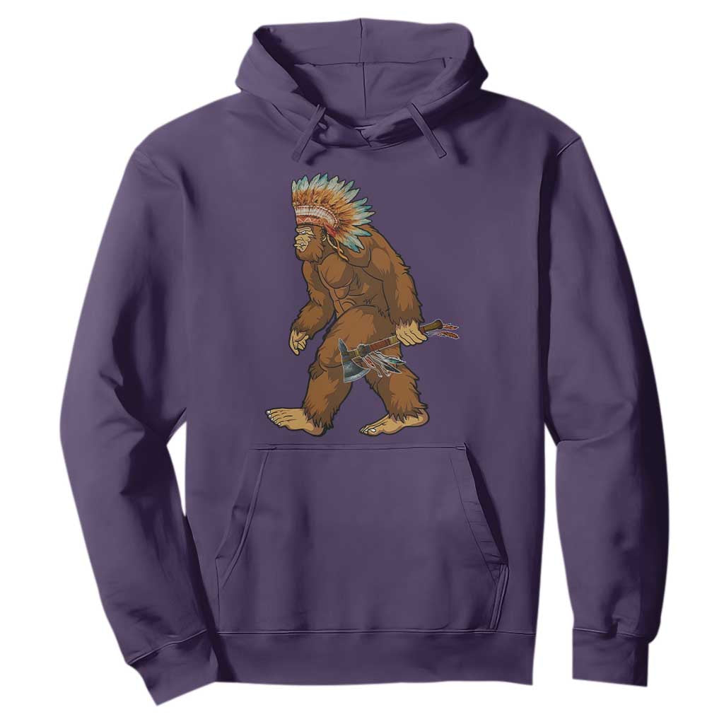 Funny Bigfoot American Indian Native Sasquatch Tomahawk Hoodie TS11 Purple Print Your Wear