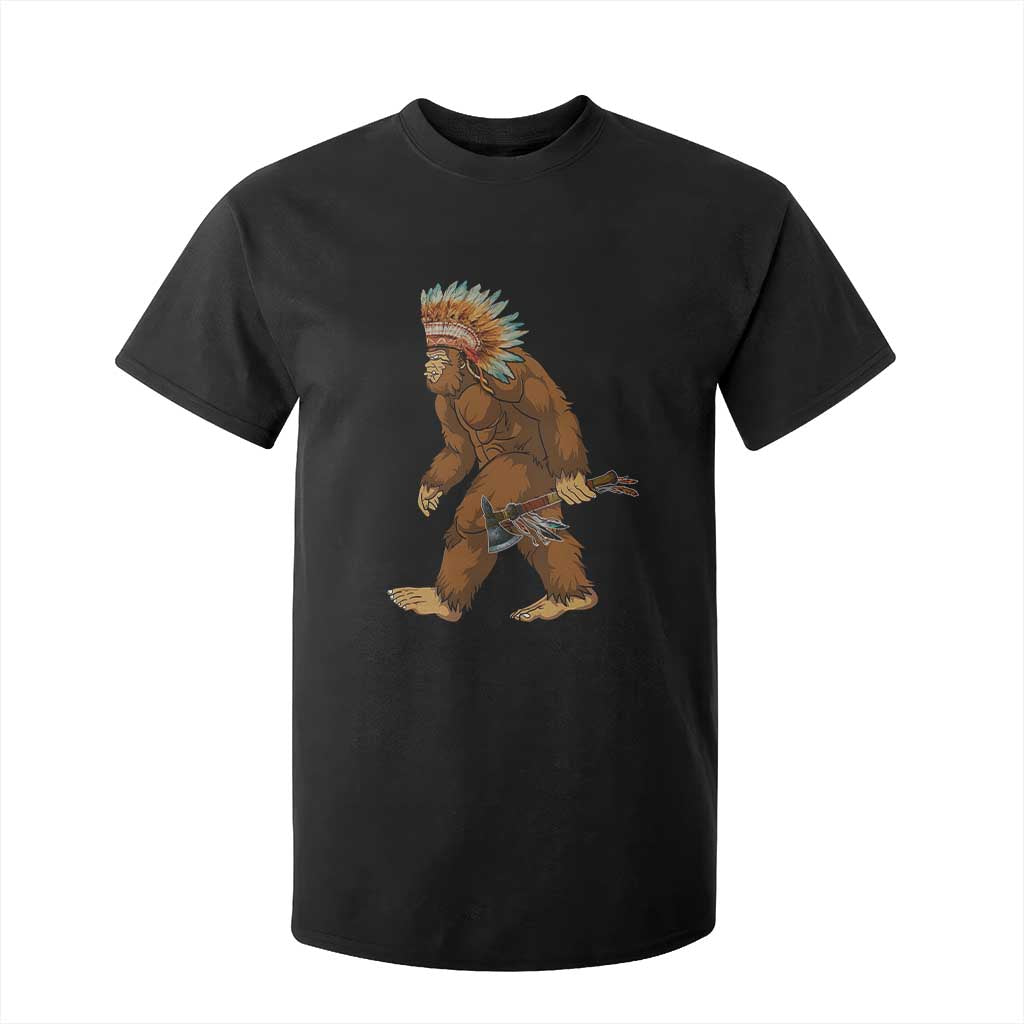 Funny Bigfoot American Indian Native Sasquatch Tomahawk T Shirt For Kid TS11 Black Print Your Wear