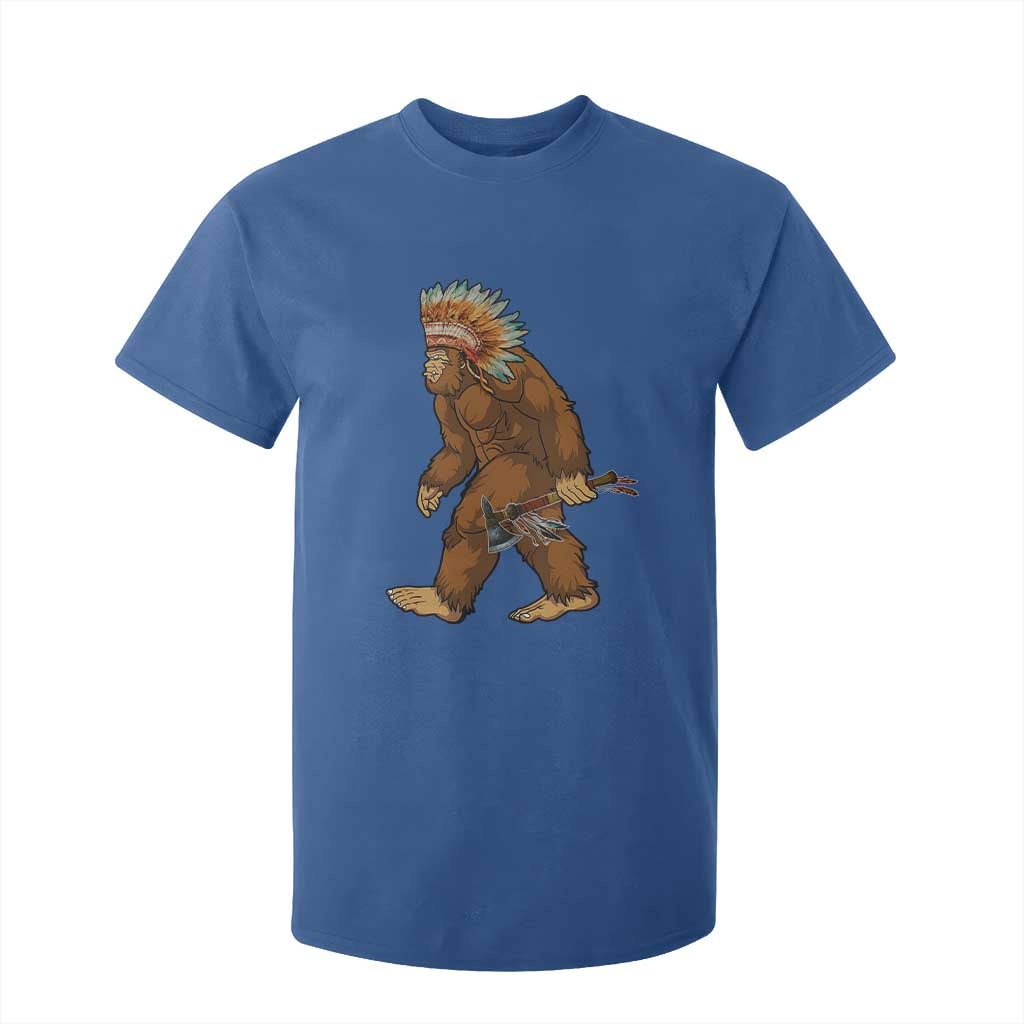 Funny Bigfoot American Indian Native Sasquatch Tomahawk T Shirt For Kid TS11 Royal Blue Print Your Wear