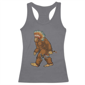 Funny Bigfoot American Indian Native Sasquatch Tomahawk Racerback Tank Top TS11 Charcoal Print Your Wear