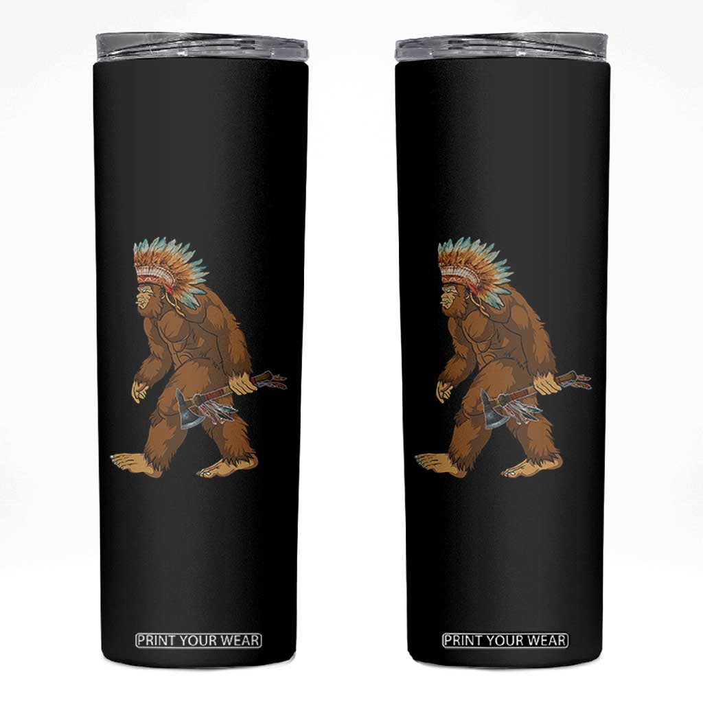 Funny Bigfoot American Indian Native Sasquatch Tomahawk Skinny Tumbler TS11 Black Print Your Wear