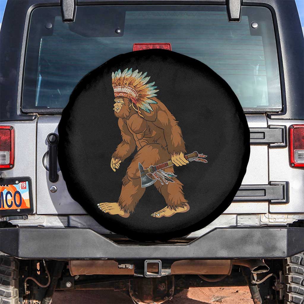 Funny Bigfoot American Indian Native Sasquatch Tomahawk Spare Tire Cover TS11 No hole Black Print Your Wear