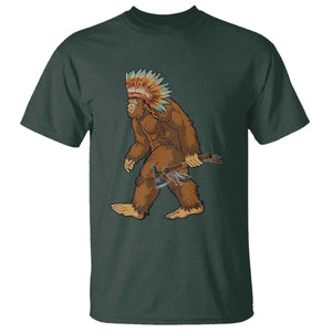 Funny Bigfoot American Indian Native Sasquatch Tomahawk T Shirt TS11 Dark Forest Green Print Your Wear