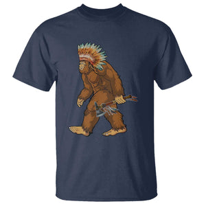 Funny Bigfoot American Indian Native Sasquatch Tomahawk T Shirt TS11 Navy Print Your Wear