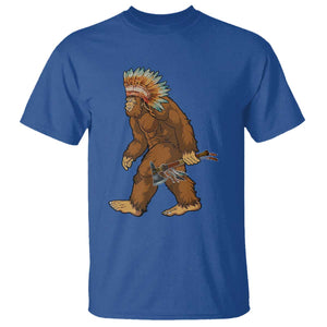 Funny Bigfoot American Indian Native Sasquatch Tomahawk T Shirt TS11 Royal Blue Print Your Wear