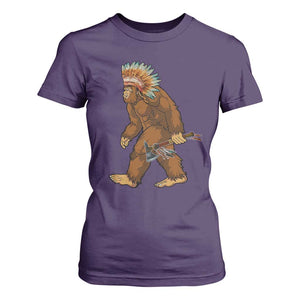 Funny Bigfoot American Indian Native Sasquatch Tomahawk T Shirt For Women TS11 Purple Print Your Wear