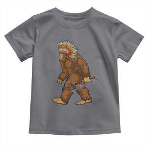 Funny Bigfoot American Indian Native Sasquatch Tomahawk Toddler T Shirt TS11 Charcoal Print Your Wear