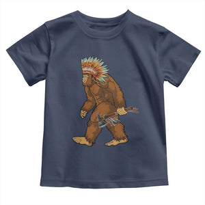 Funny Bigfoot American Indian Native Sasquatch Tomahawk Toddler T Shirt TS11 Navy Print Your Wear