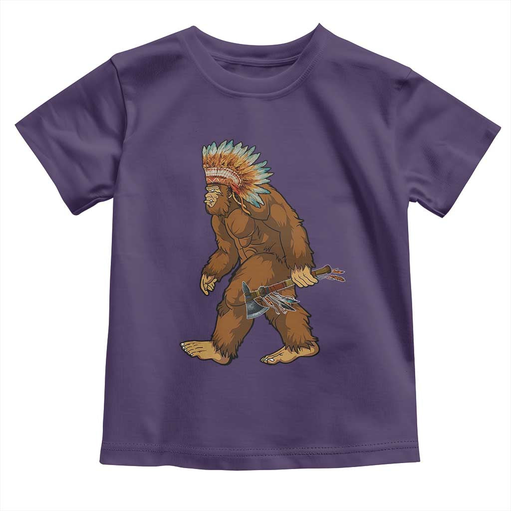 Funny Bigfoot American Indian Native Sasquatch Tomahawk Toddler T Shirt TS11 Purple Print Your Wear