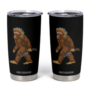 Funny Bigfoot American Indian Native Sasquatch Tomahawk Tumbler Cup TS11 Black Print Your Wear