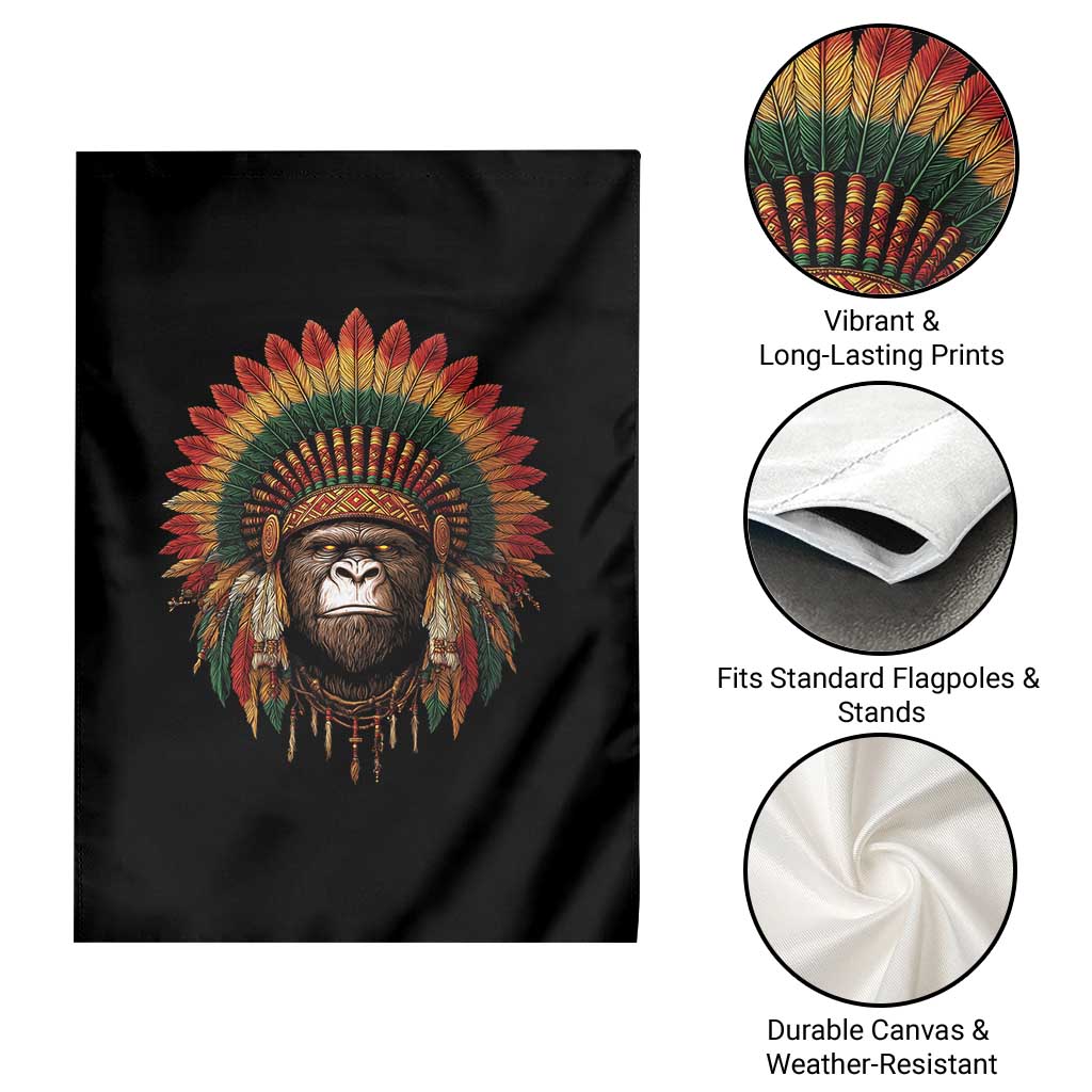 Bigfoot Native American Chief Sasquatch Wearing Headdress Garden Flag TS11 Print Your Wear