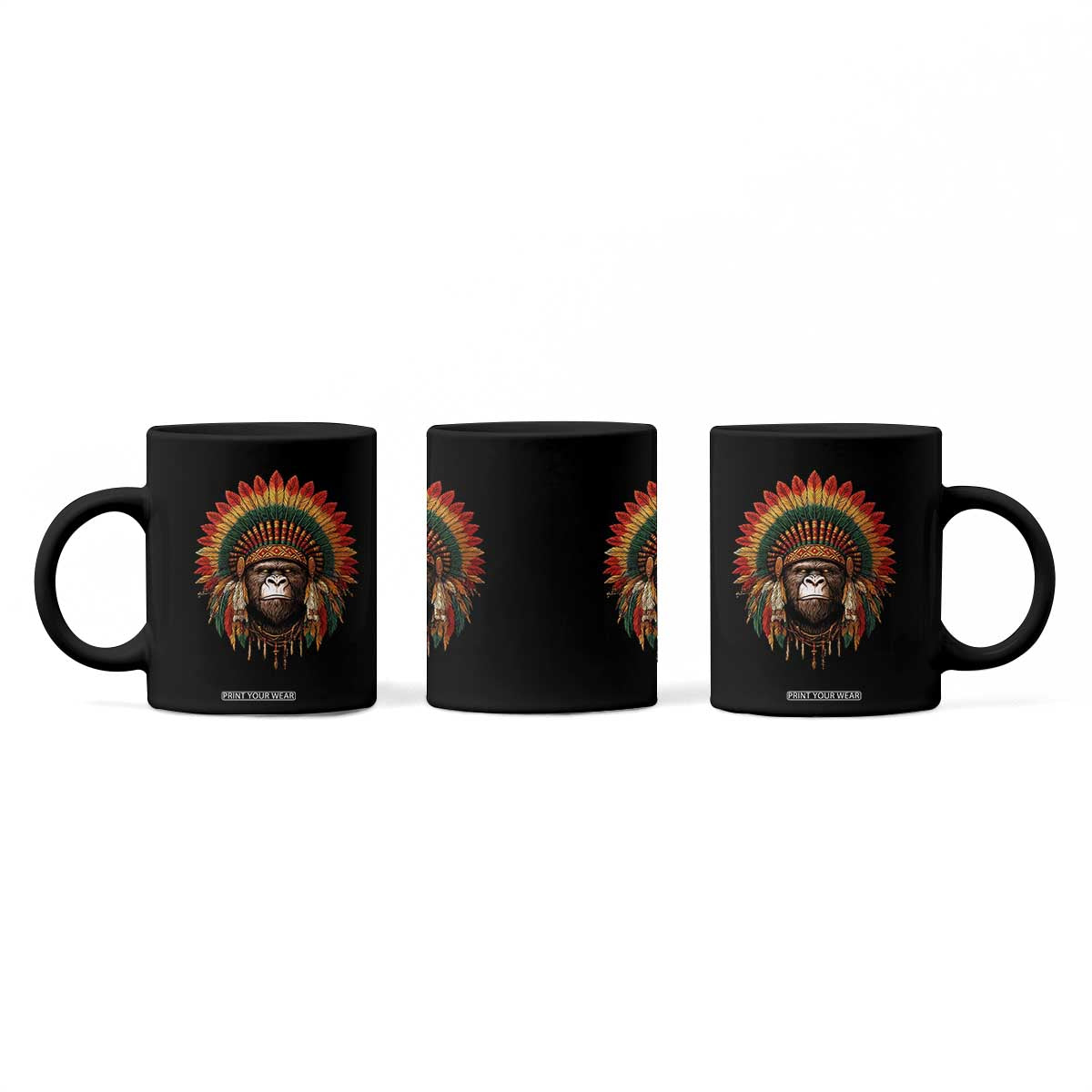 Bigfoot Native American Chief Sasquatch Wearing Headdress Coffee Mug TS11 Print Your Wear