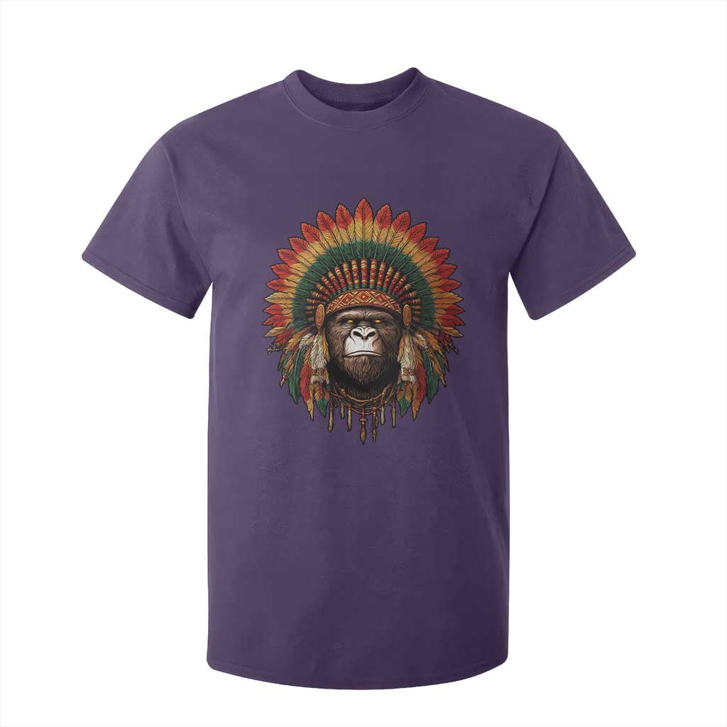 Bigfoot Native American Chief Sasquatch Wearing Headdress T Shirt For Kid TS11 Purple Print Your Wear