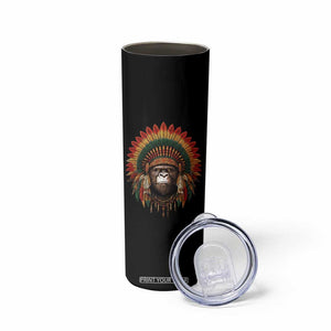 Bigfoot Native American Chief Sasquatch Wearing Headdress Skinny Tumbler TS11 Print Your Wear