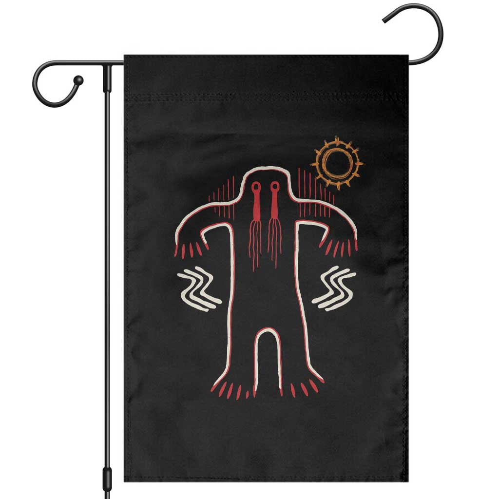 Native American Bigfoot Sasquatch Petroglyph Cave Art Garden Flag TS11 Black Print Your Wear