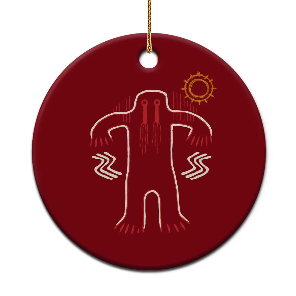 Native American Bigfoot Sasquatch Petroglyph Cave Art Ceramic Ornament TS11 1pc Red Print Your Wear