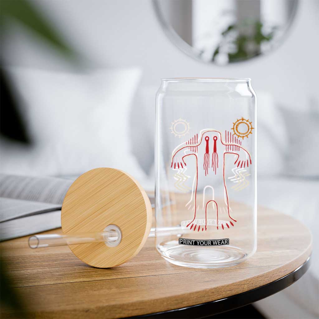 Native American Bigfoot Sasquatch Petroglyph Cave Art Glass Can TS11 Print Your Wear