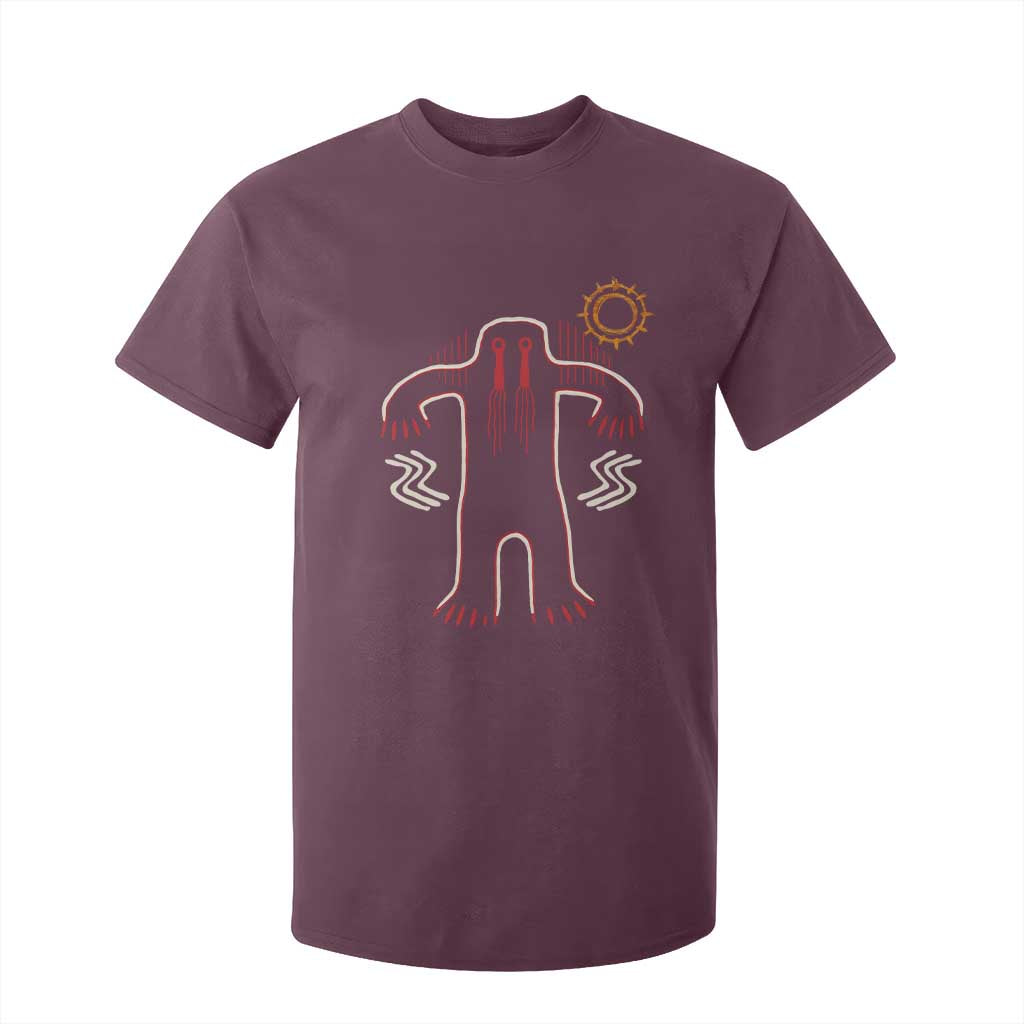 Native American Bigfoot Sasquatch Petroglyph Cave Art T Shirt For Kid TS11 Maroon Print Your Wear