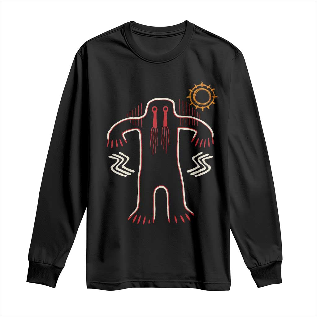 Native American Bigfoot Sasquatch Petroglyph Cave Art Long Sleeve Shirt TS11 Black Print Your Wear
