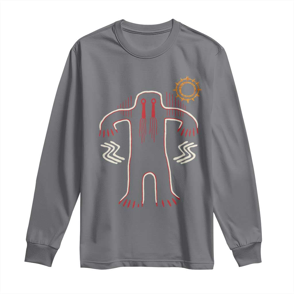 Native American Bigfoot Sasquatch Petroglyph Cave Art Long Sleeve Shirt TS11 Charcoal Print Your Wear