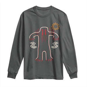 Native American Bigfoot Sasquatch Petroglyph Cave Art Long Sleeve Shirt TS11 Dark Heather Print Your Wear
