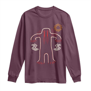 Native American Bigfoot Sasquatch Petroglyph Cave Art Long Sleeve Shirt TS11 Maroon Print Your Wear