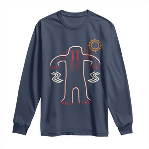Native American Bigfoot Sasquatch Petroglyph Cave Art Long Sleeve Shirt TS11 Navy Print Your Wear