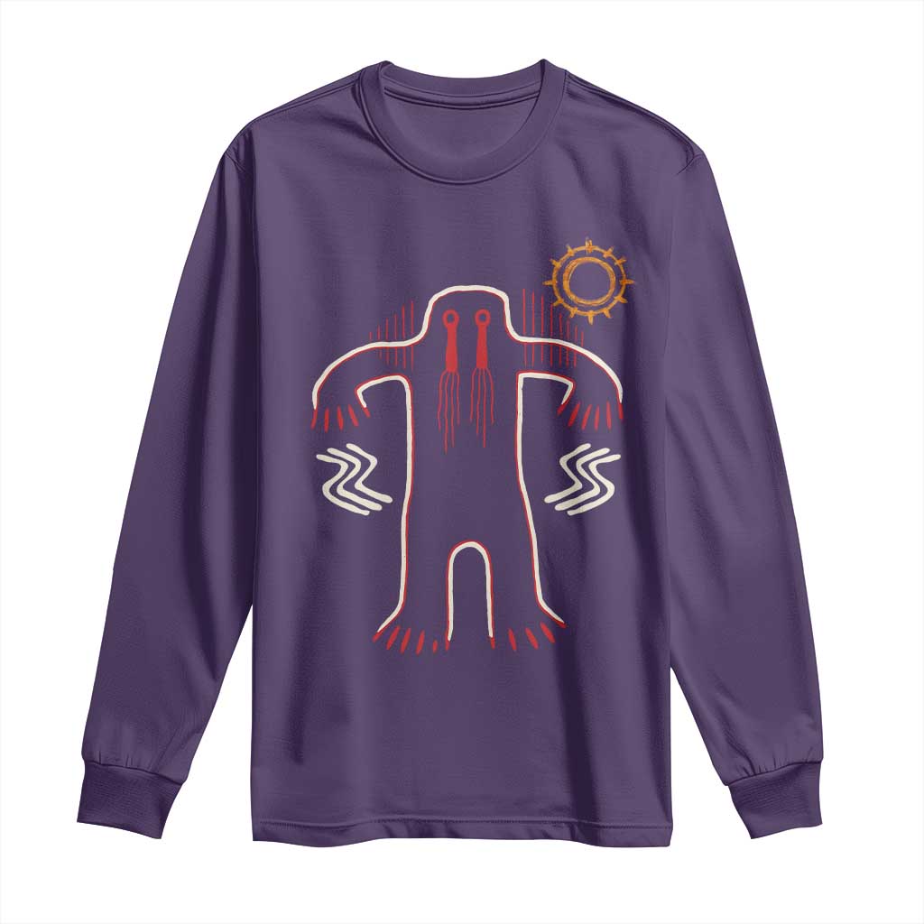 Native American Bigfoot Sasquatch Petroglyph Cave Art Long Sleeve Shirt TS11 Purple Print Your Wear