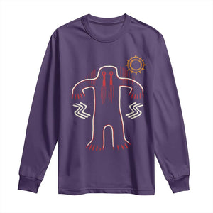 Native American Bigfoot Sasquatch Petroglyph Cave Art Long Sleeve Shirt TS11 Purple Print Your Wear