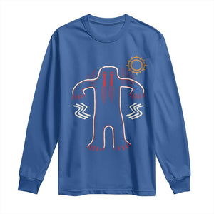 Native American Bigfoot Sasquatch Petroglyph Cave Art Long Sleeve Shirt TS11 Royal Blue Print Your Wear