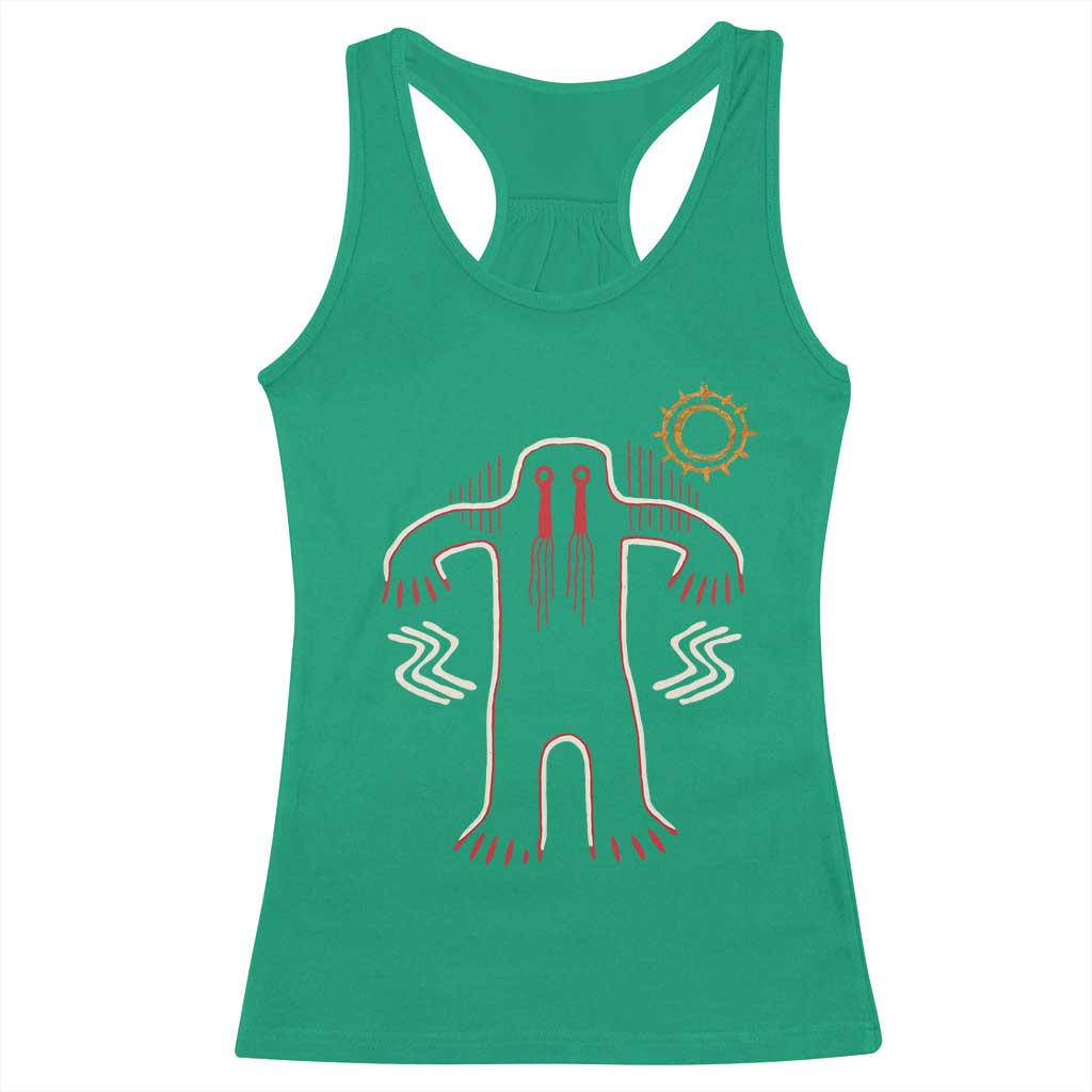 Native American Bigfoot Sasquatch Petroglyph Cave Art Racerback Tank Top TS11 Irish Green Print Your Wear