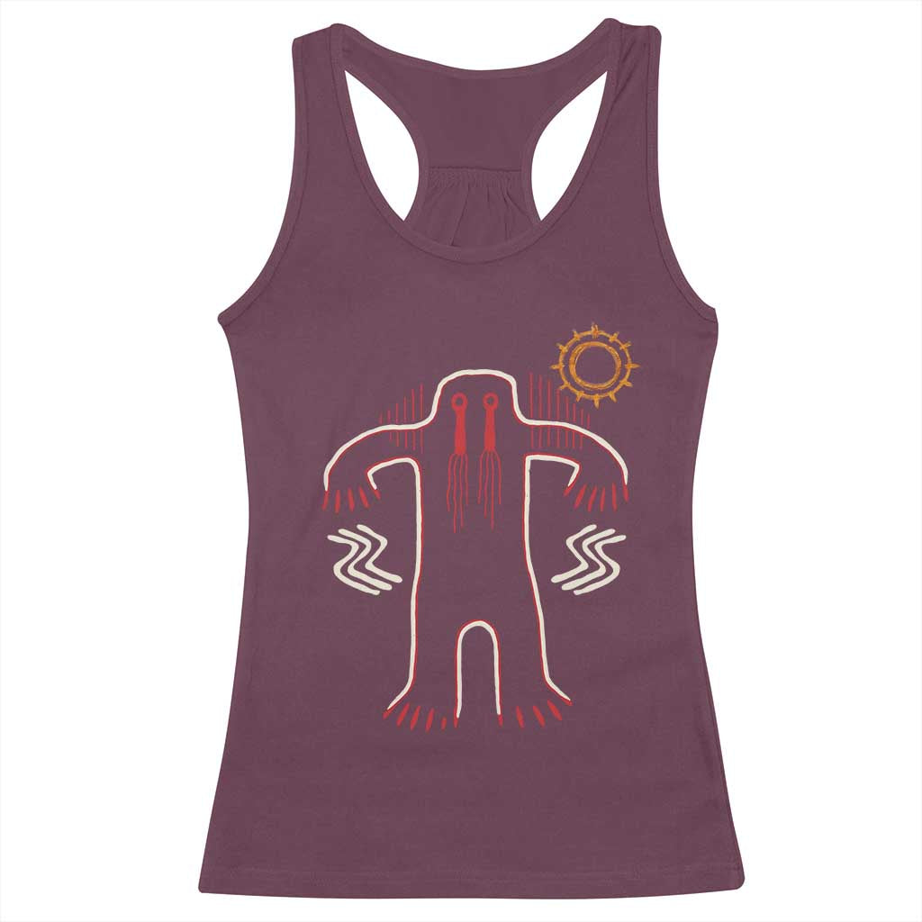 Native American Bigfoot Sasquatch Petroglyph Cave Art Racerback Tank Top TS11 Maroon Print Your Wear