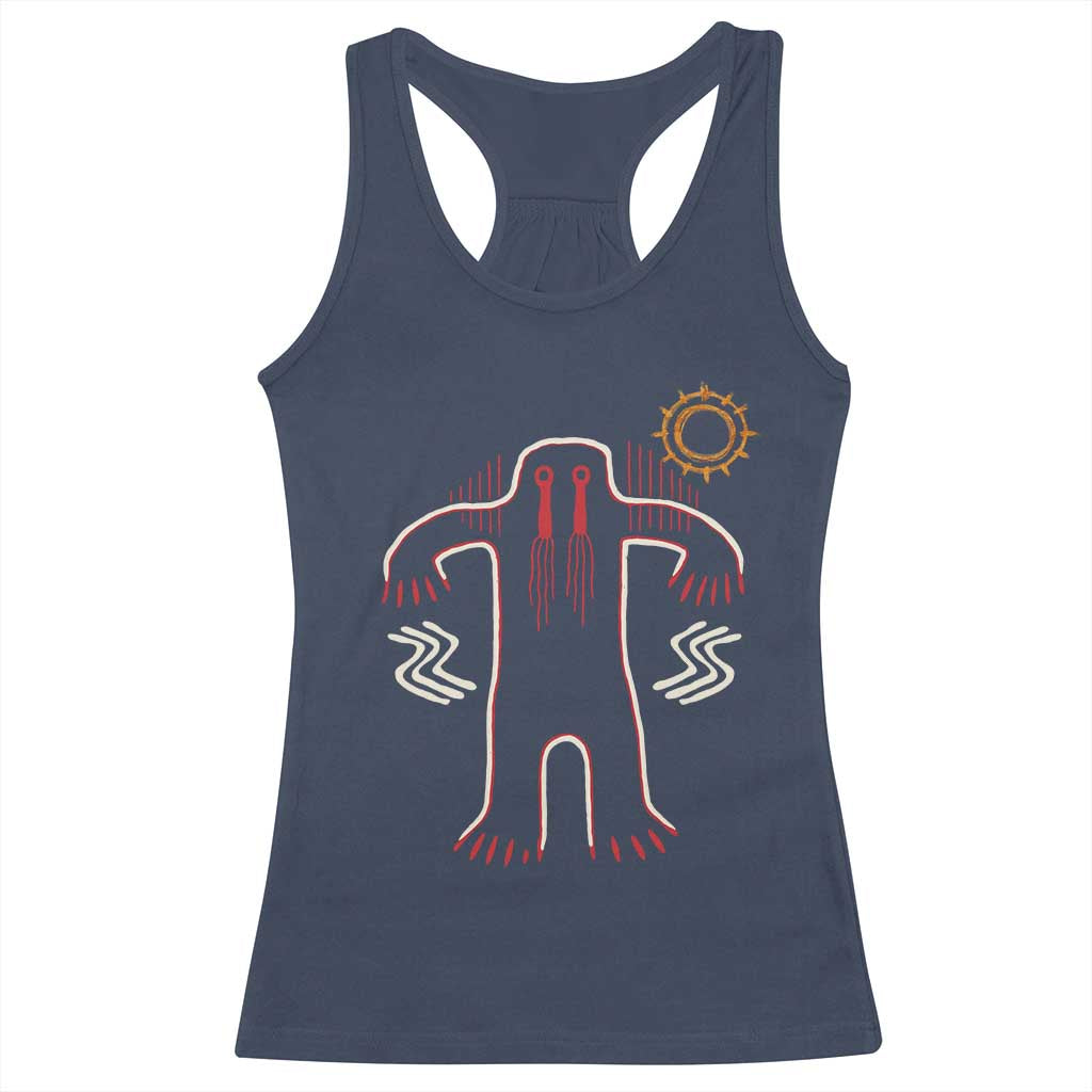 Native American Bigfoot Sasquatch Petroglyph Cave Art Racerback Tank Top TS11 Navy Print Your Wear