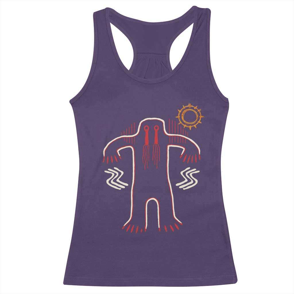 Native American Bigfoot Sasquatch Petroglyph Cave Art Racerback Tank Top TS11 Purple Print Your Wear