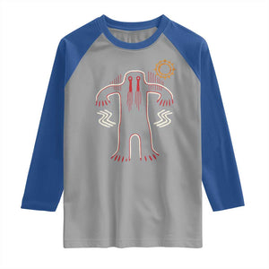 Native American Bigfoot Sasquatch Petroglyph Cave Art Raglan Shirt TS11 Sport Gray Royal Print Your Wear