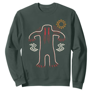 Native American Bigfoot Sasquatch Petroglyph Cave Art Sweatshirt TS11 Dark Forest Green Print Your Wear