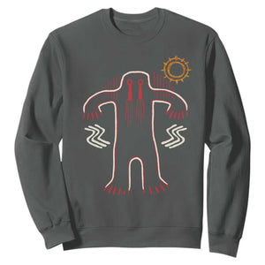 Native American Bigfoot Sasquatch Petroglyph Cave Art Sweatshirt TS11 Dark Heather Print Your Wear