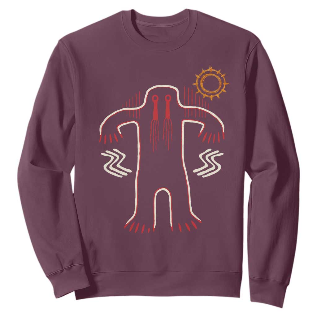 Native American Bigfoot Sasquatch Petroglyph Cave Art Sweatshirt TS11 Maroon Print Your Wear