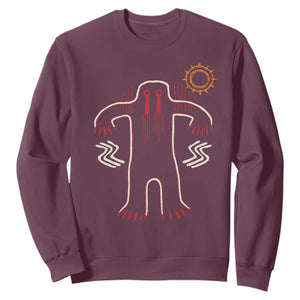 Native American Bigfoot Sasquatch Petroglyph Cave Art Sweatshirt TS11 Maroon Print Your Wear