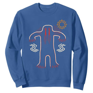 Native American Bigfoot Sasquatch Petroglyph Cave Art Sweatshirt TS11 Royal Blue Print Your Wear