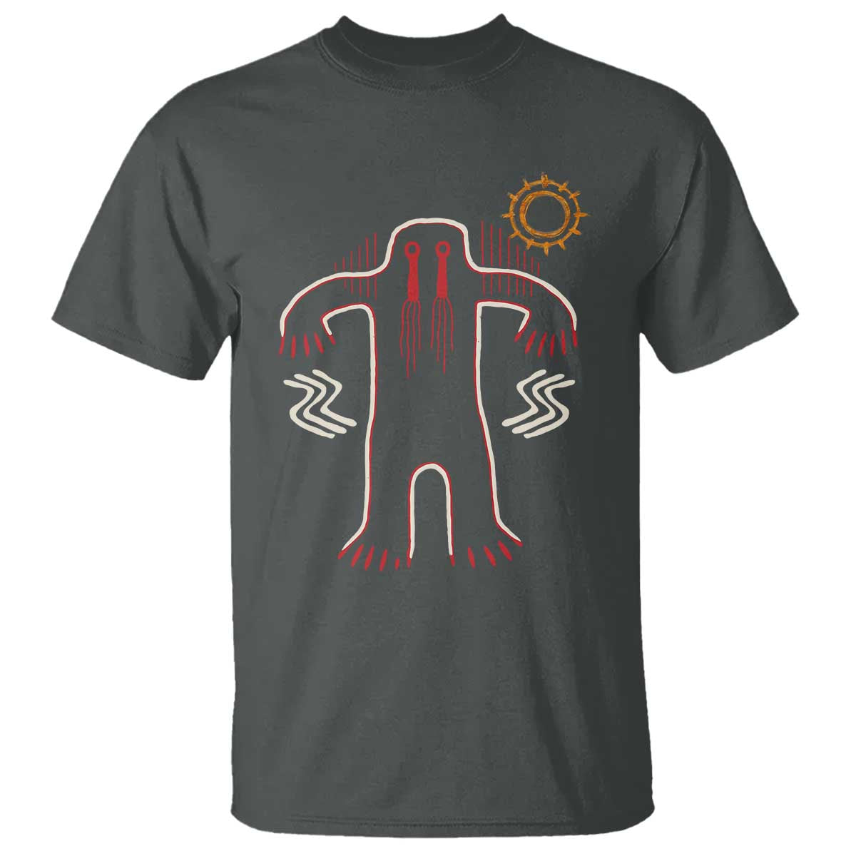 Native American Bigfoot Sasquatch Petroglyph Cave Art T Shirt TS11 Dark Heather Print Your Wear