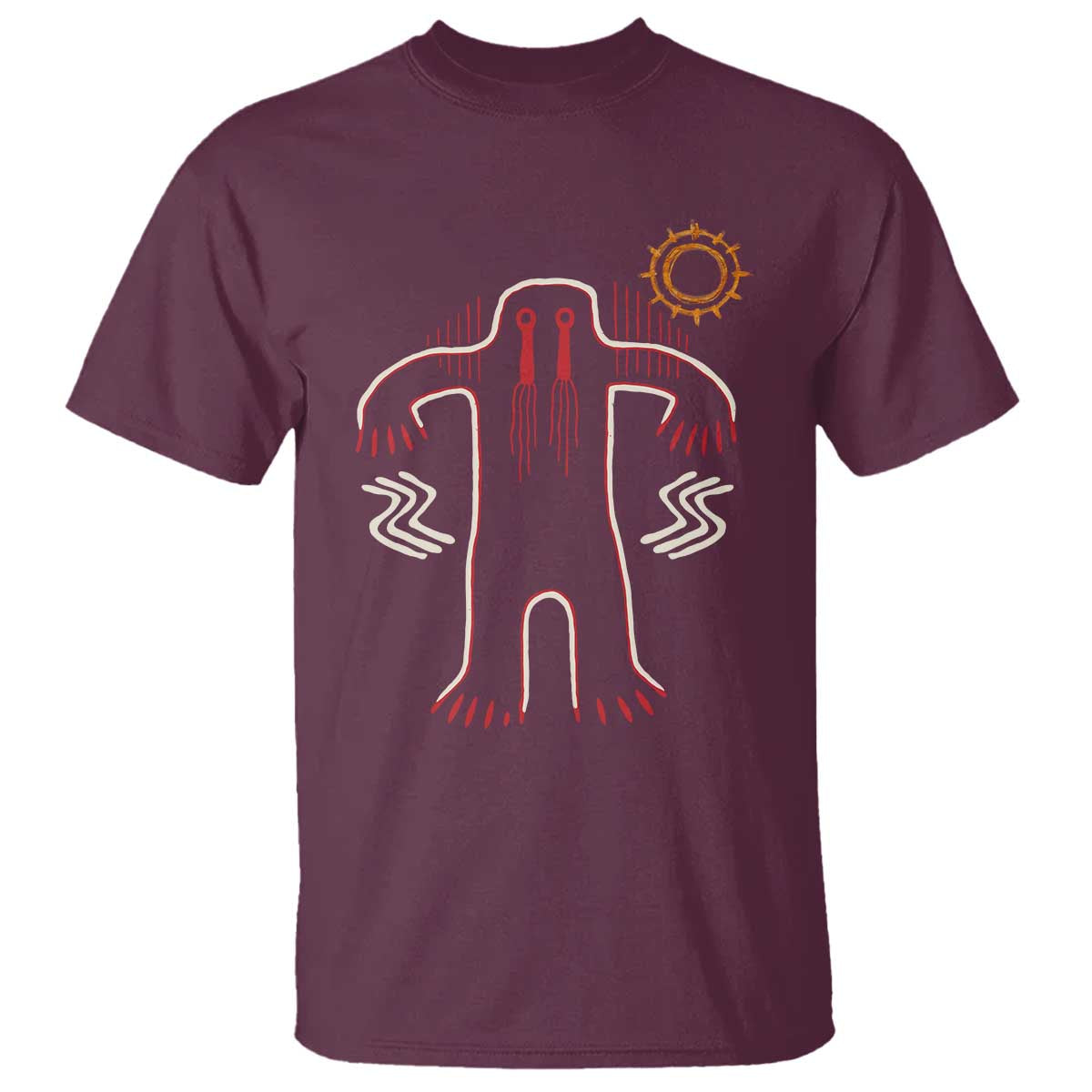Native American Bigfoot Sasquatch Petroglyph Cave Art T Shirt TS11 Maroon Print Your Wear
