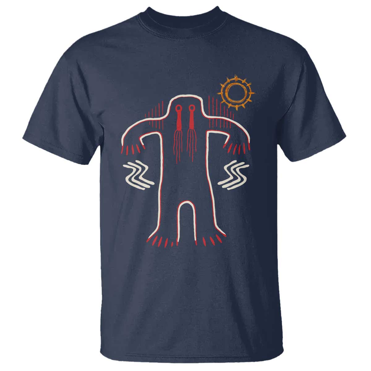 Native American Bigfoot Sasquatch Petroglyph Cave Art T Shirt TS11 Navy Print Your Wear