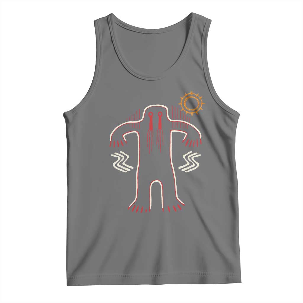 Native American Bigfoot Sasquatch Petroglyph Cave Art Tank Top TS11 Black Heather Print Your Wear